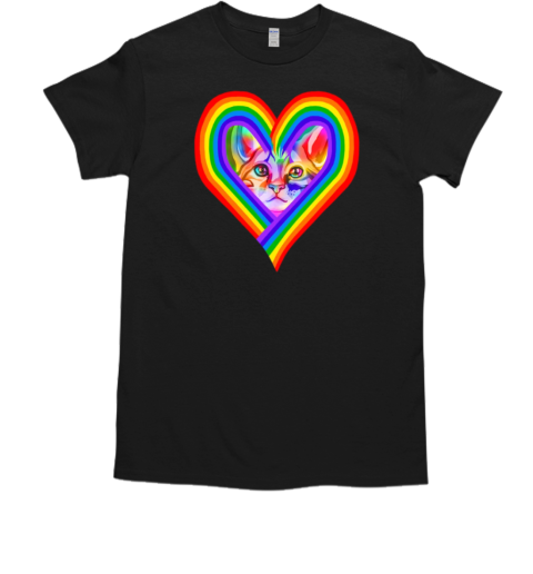 Colorful Rainbow Heart Kitty T-Shirt