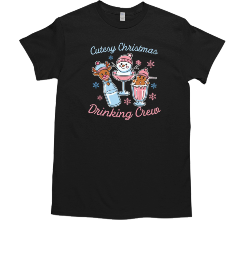 Cutesy Christmas Drinking Crew T-Shirt