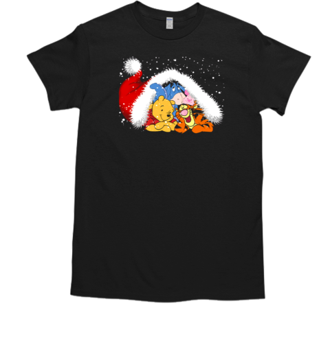 Pooh And Friends In Santa Hat Christmas T-Shirt