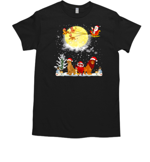 Santa Claus Riding Sleigh Lion King Christmas T-Shirt