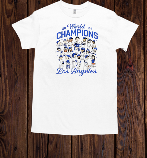 Los Angeles Dodgers baseball team world champions cartoon art  Classic Men's T-shirt