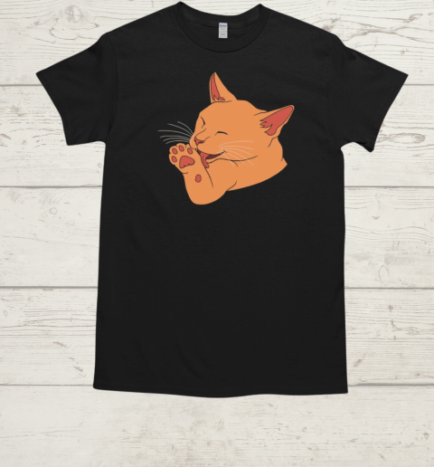 Orange Ginger Cat Licking their Toe Beans T-Shirt