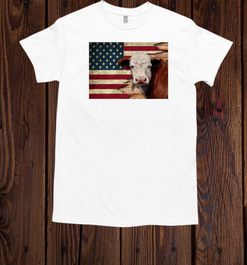 Patriotic Cool Cow Wall Art  Classic Men's T-shirt