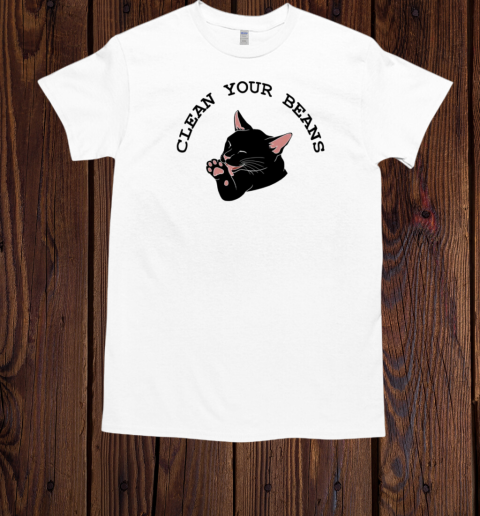 Clean Your Beans Funny Black Cat  Classic Men's T-shirt