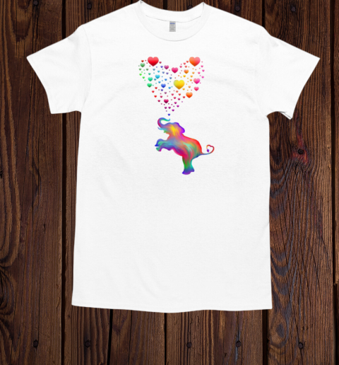 Colorful Elephant with Rainbow Heart Bubbles  Classic Men's T-shirt