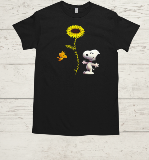 Peanuts Snoopy And Woodstock Sunflower Here Comes The Sun  Classic Men's T-shirt