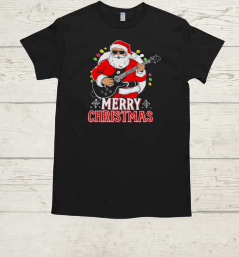 Santa Claus Rock Guitar Merry Christmas  Classic Men's T-shirt