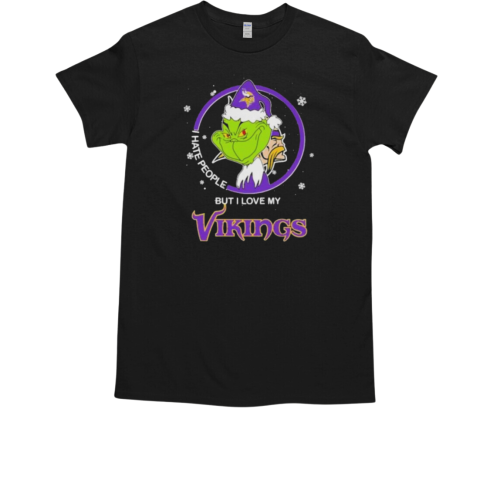 Christmas Grinch X Minnesota Vikings I Hate People But I Love My Vikings  Classic Men's T-shirt