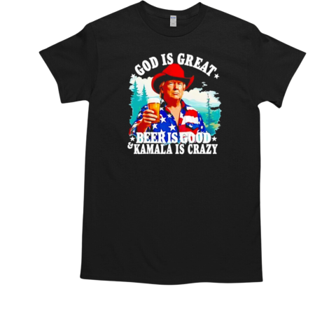 God is great beer is good and Kamala Harris are crazy design retro  Classic Men's T-shirt