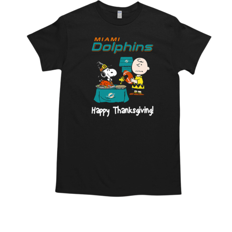 Peanuts Miami Dolphins Football Happy Thanksgiving T-Shirt