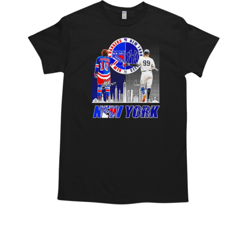 New York Rangers Artemi Panarin x Yankees Aaron Judge skyline  Classic Men's T-shirt