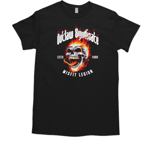 Outlaw Syndicate Fiery Skull Graphic with Misfit Legion  Classic Men's T-shirt