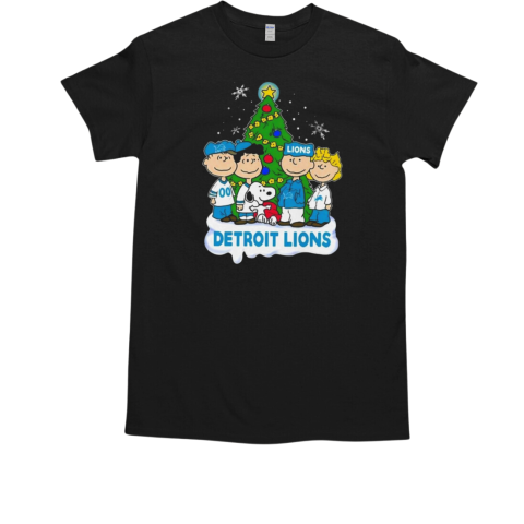 Peanuts Character Detroit Lions Merry Christmas 2024  Classic Men's T-shirt