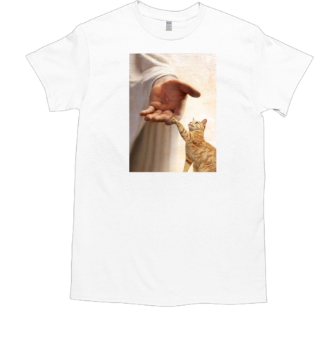 Jesus Christ And Orange Tabby Cat Take My Hand Poster  Classic Men's T-shirt