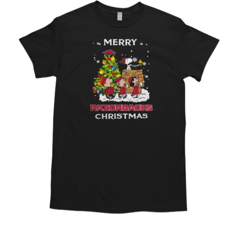 2024 Arkansas Razorbacks Snoopy And Friends Merry Christmas  Classic Men's T-shirt