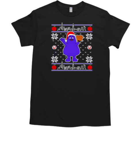 Grimace Santa hat McDonald's New York Mets ugly Christmas  Classic Men's T-shirt