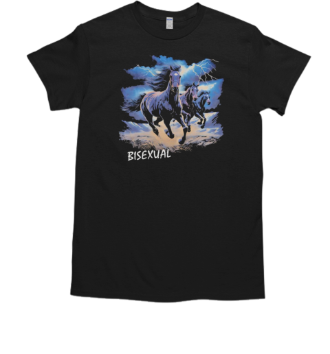 Horses running in thunderstorm bisexual  Classic Men's T-shirt