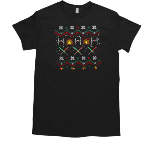 TIE Fighters lightsabers snowflakes and fireplaces Christmas  Classic Men's T-shirt