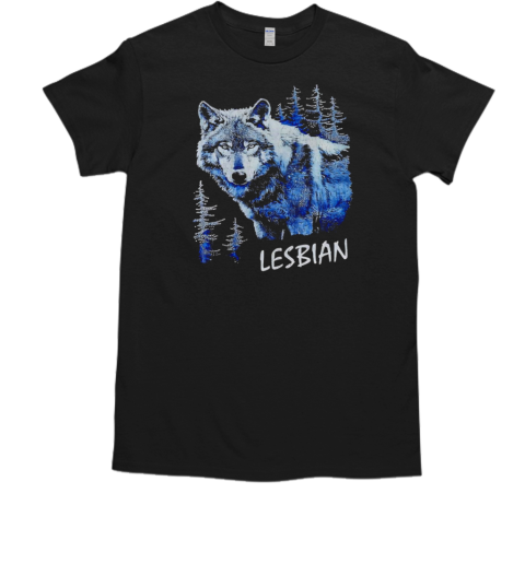 Wolf in the forest at night lesbian retro  Classic Men's T-shirt