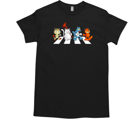 Animated cats crossing Abbey Road  Classic Men's T-shirt