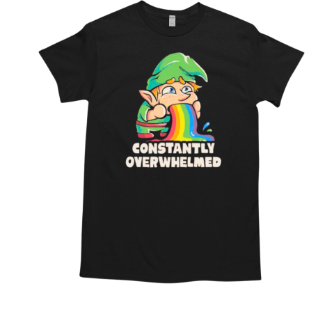 Constantly Overwhelmed Funny Gnome Rainbow T-Shirt