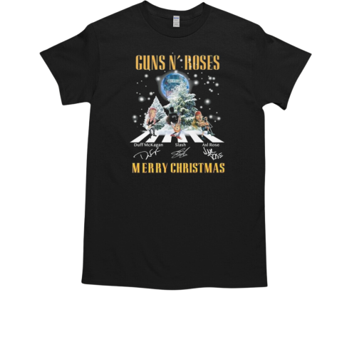 Guns N' Roses Merry Christmas 2024 Happy Holidays Walking Signatures T-Shirt