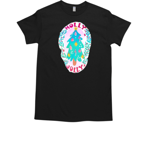 Holly jolly oval Christmas tree T-Shirt