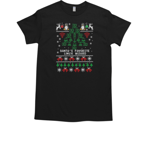 Santa's Favorite Linux Wizard Ugly Christmas  Classic Men's T-shirt