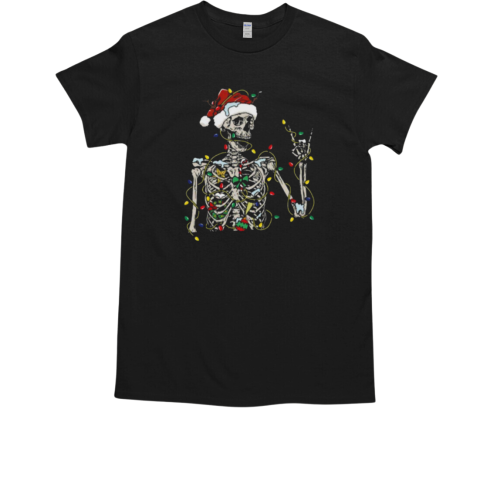 Christmas Skeleton Shirt, Skeleton Santa Hat  Classic Men's T-shirt