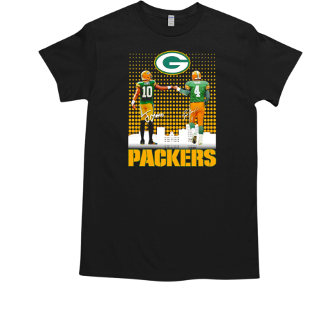 Brett Favre x Jordan Love Green Bay Packers signatures skyline  Classic Men's T-shirt