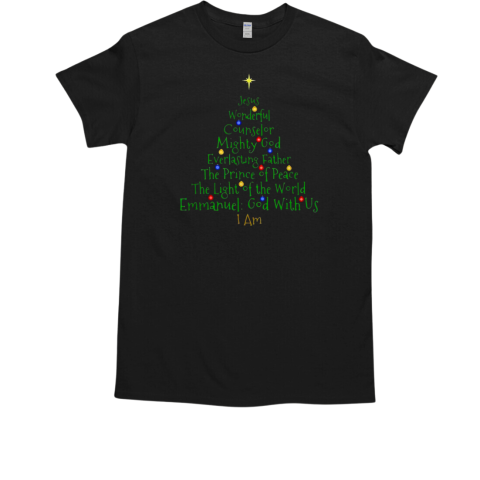 Christmas Tree Shirt Celebrating Jesus Names and Faith in the Holiday Season  Classic Men's T-shirt