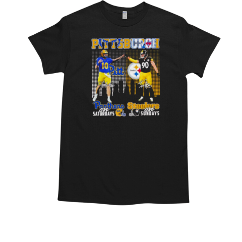 Eli Holstein Pitt Panthers On Saturdays X Tj Watt Pittsburgh Steelers On Sundays  Classic Men's T-shirt