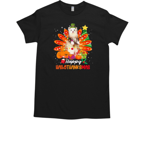 Ferret Happy Hallothanksmas Halloween Thanksgiving Christmas  Classic Men's T-shirt