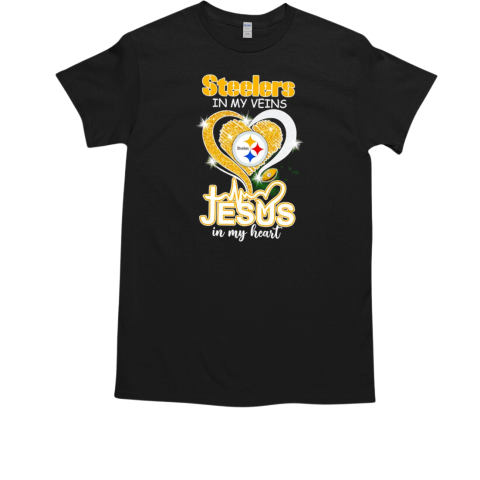 Pittsburgh Steelers in veins Jesus in my heart diamond  Classic Men's T-shirt