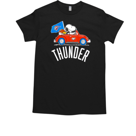 Snoopy x Woodstock driving car let's go Oklahoma City Thunder T-Shirt