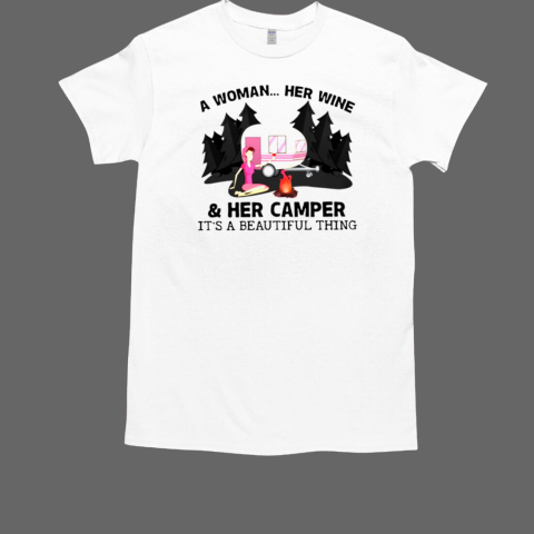 A WOMAN HER WINE AND HER CAMPER  Classic Men's T-shirt