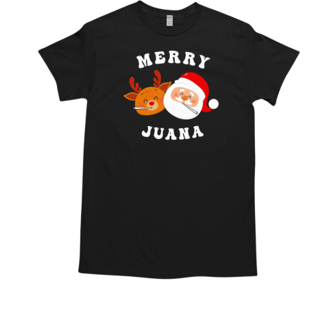 Deer and Santa Merry Juana Christmas  Classic Men's T-shirt