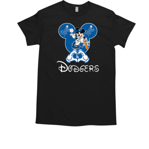 Disney Mickey Mouse Loves Los Angeles Dodgers Heart  Classic Men's T-shirt