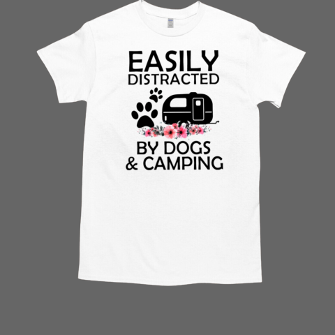 EASILY DISTRACTED BY DOGS AND CAMPING  Classic Men's T-shirt