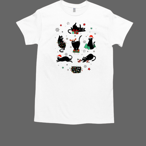 Black cats Merry Christmas T-Shirt