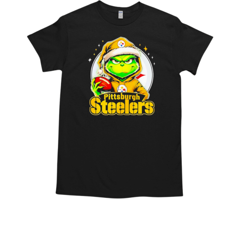 Grinch hat Santa Pittsburgh Steelers Merry Christmas logo T-Shirt