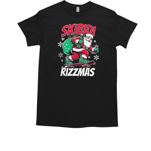 Skibidi Rizzmas Santa Clause Skating Board Xmas T-Shirt