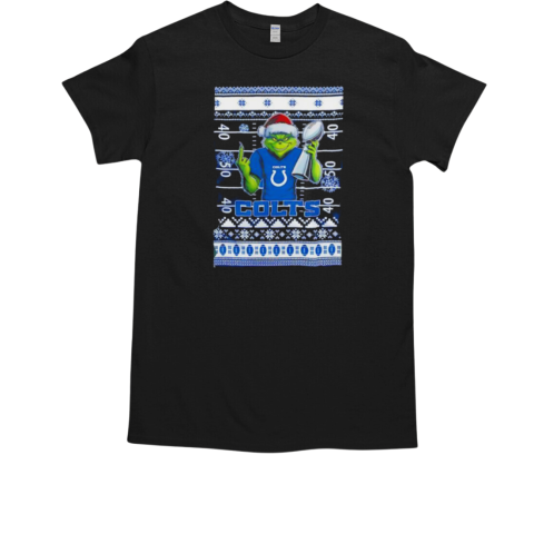 Indianapolis Colts X Grinch Christmas with Super Bowl Trophy ugly Christmas T-Shirt