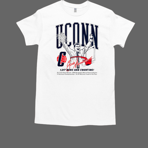 Geno Auriemma UConn Huskies win record signature T-Shirt