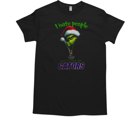 Grinch Santa Hat I Hate People But I Love Florida Gators Christmas Logo T-Shirt