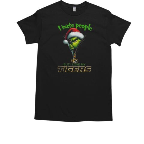 Grinch Santa Hat I Hate People But I Love My Missouri Tigers Christmas Logo T-Shirt