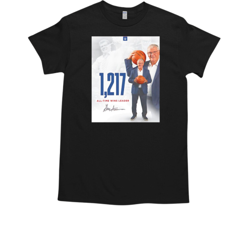 UConn Basketball Geno Auriemma 1217 All Time Wins Leaders signature poster T-Shirt