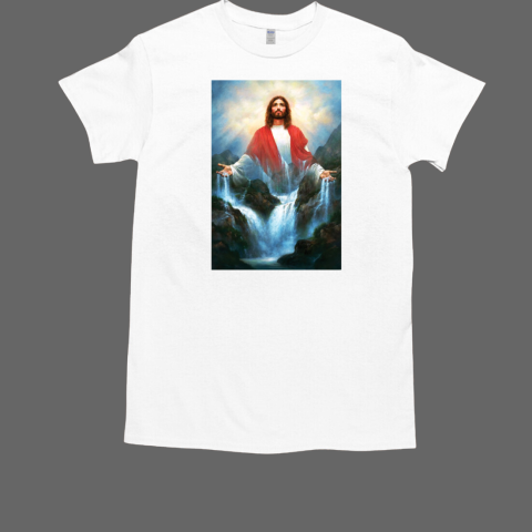 Jesus Christ And Waterfall Poster T-Shirt