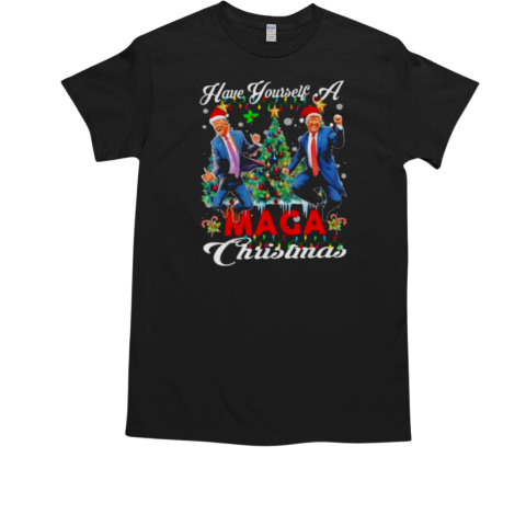 Santa Trump Have Yourself A Merry Maga Christmas Xmas Trump Dancing Make Christmas Great Again 2024 T-Shirt