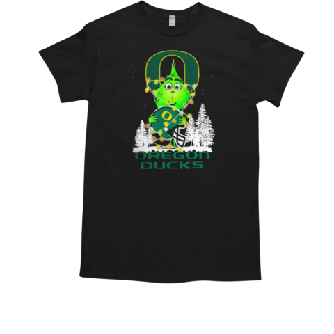 The Grinch Hug Oregon Ducks Helmet Christmas T-Shirt